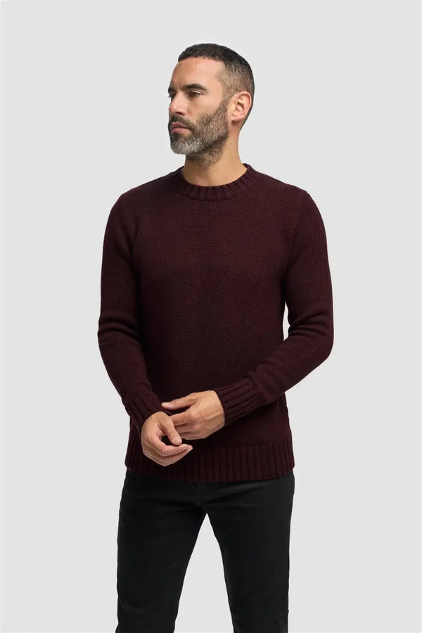 Cavani Men’s Farrel Plain Jumper - Wine / S - Knitwear