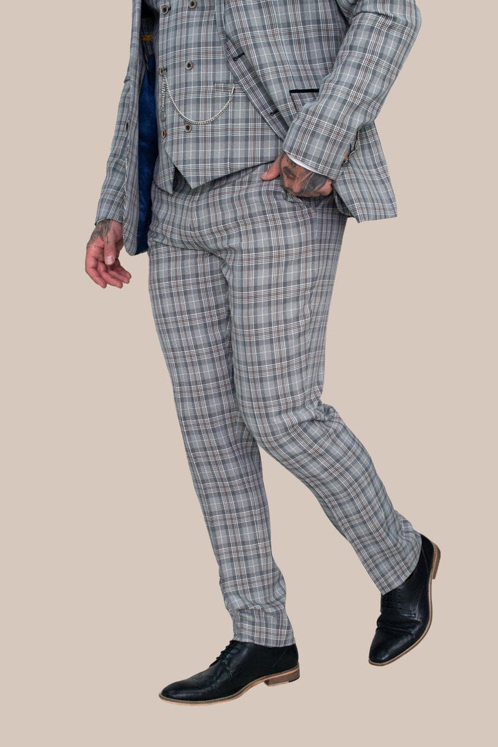 Men’s Grey Check 3 Piece Slim Fit Tweed Suit Cavani Callie - Suits