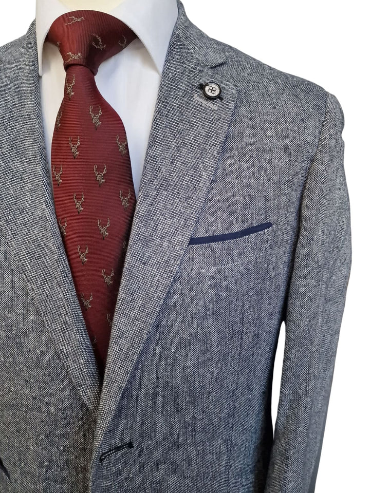 Cavani Men’s Grey Donegal 3 Piece Suit 42R With 36R Trousers - Suits