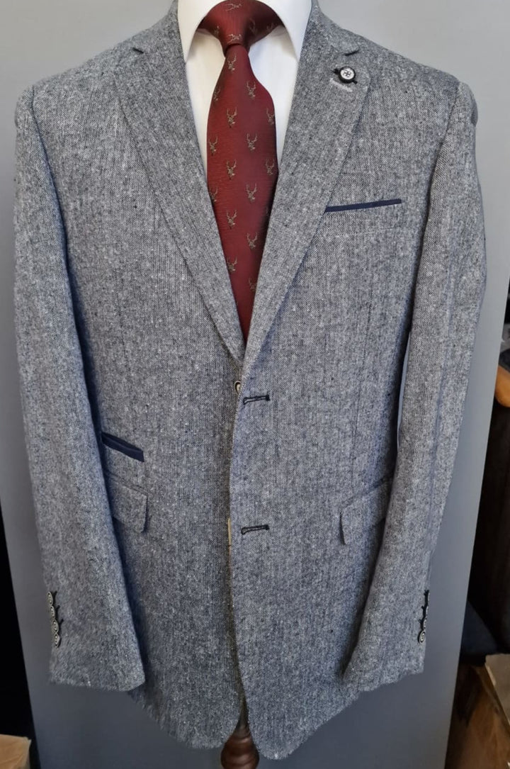 Cavani Men’s Grey Donegal 3 Piece Suit 42R With 36R Trousers - Suits
