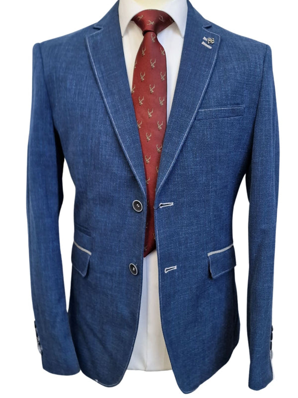 Miami Classic Blue Slim Fit Tweed Style Blazer - 34 - Suit & Tailoring
