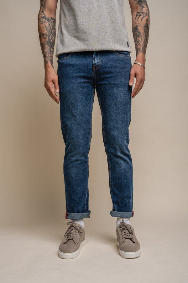 Cavani Milano Stonewash Stretch Denim Jeans - 30S - Jeans