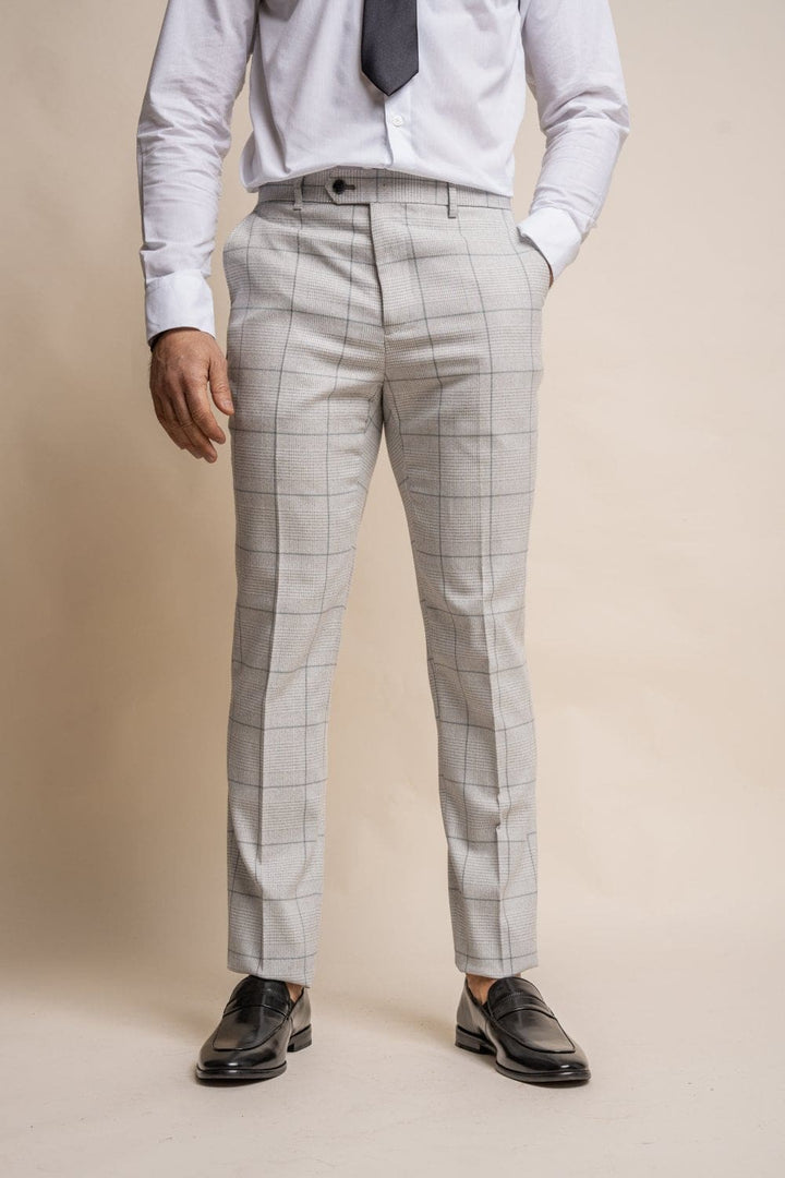 Cavani Radika Light Grey Check Tweed Trousers - 30R - Trousers
