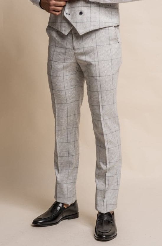 Cavani Radika Light Grey Check Tweed Trousers - Trousers