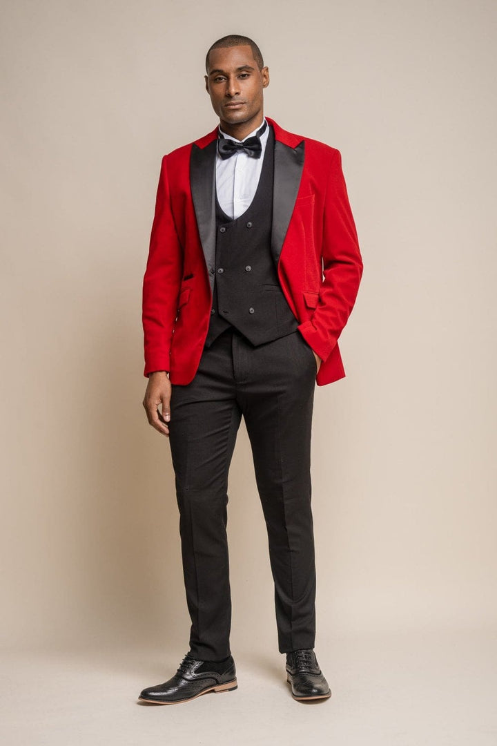 Rosa Red Slim Fit Velvet Style Jacket - Suit & Tailoring