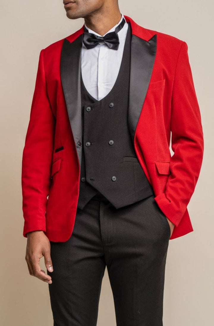 Rosa Red Slim Fit Velvet Style Jacket - 34 - Suit & Tailoring