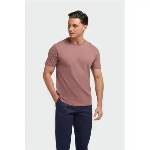 Cavani Sanchez Pure Cotton Stretch Fit Crew Neck T-Shirt - MENSWEARR.COM - Mauve / S - Cavani Suits | Tweed Suits Blazers Waistcoats
