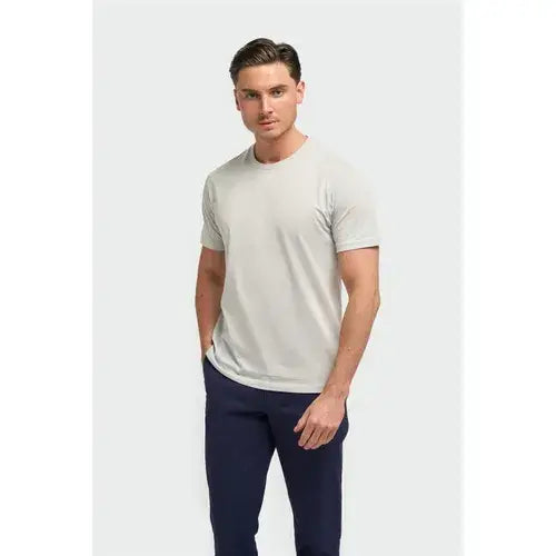 Cavani Sanchez Pure Cotton Stretch Fit Crew Neck T-Shirt - MENSWEARR.COM - Slate / S - Cavani Suits | Tweed Suits Blazers Waistcoats
