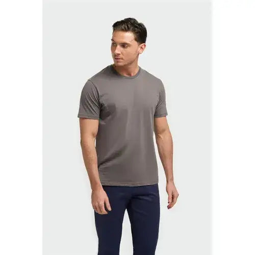 Cavani Sanchez Pure Cotton Stretch Fit Crew Neck T-Shirt - MENSWEARR.COM - Charcoal / S - Cavani Suits | Tweed Suits Blazers Waistcoats