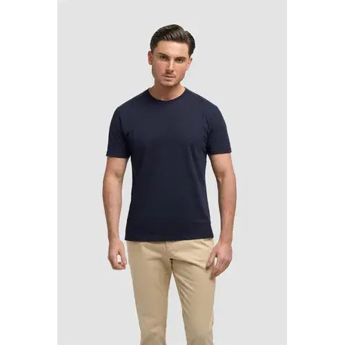 Cavani Sanchez Pure Cotton Stretch Fit Crew Neck T-Shirt - MENSWEARR.COM - Navy / S - Cavani Suits | Tweed Suits Blazers Waistcoats