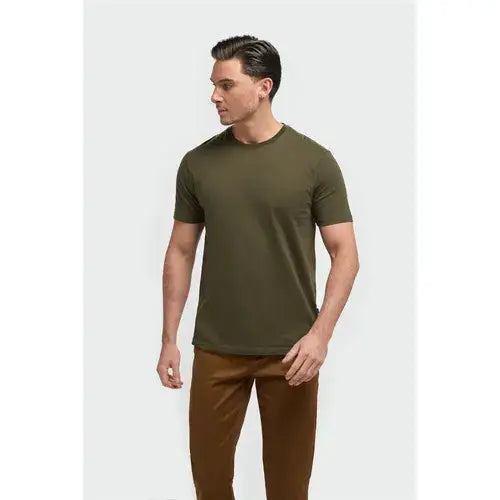 Cavani Sanchez Pure Cotton Stretch Fit Crew Neck T-Shirt - MENSWEARR.COM - Olive / S - Cavani Suits | Tweed Suits Blazers Waistcoats