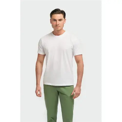 Cavani Sanchez Pure Cotton Stretch Fit Crew Neck T-Shirt - MENSWEARR.COM - White / S - Cavani Suits | Tweed Suits Blazers Waistcoats