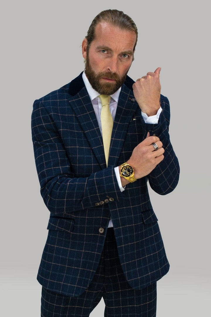 Cavani Cavani Shelby Navy Tweed Piece Suit MENSWEARR House