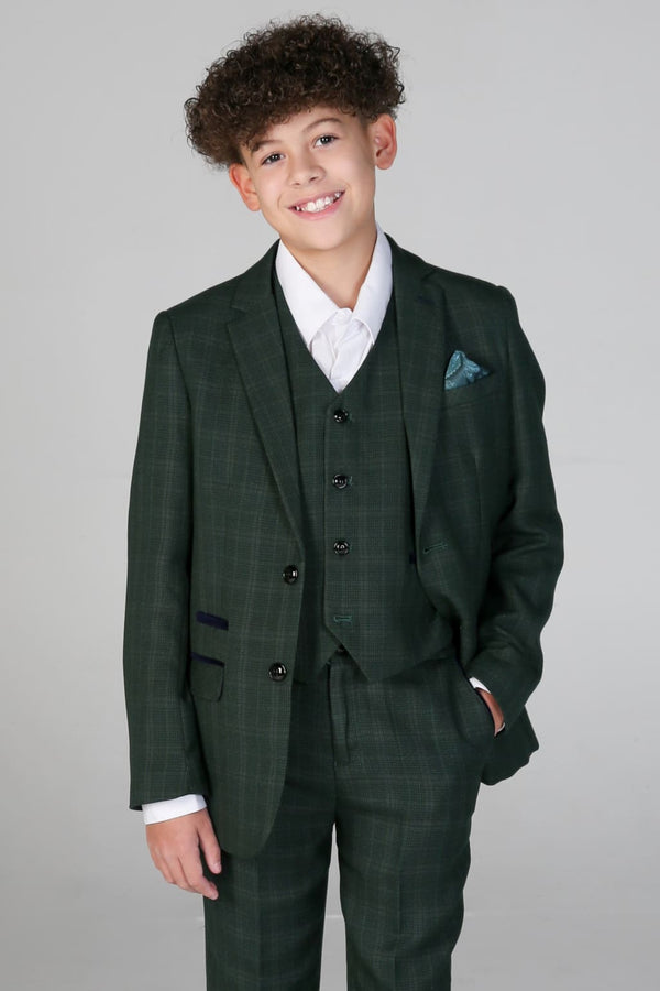 Device - Boy’s Leo Green Three Piece Suit - boys suits