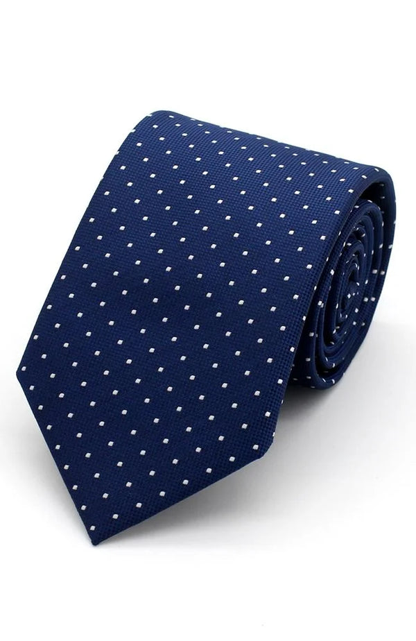 LA Smith White Spot On Navy Tie