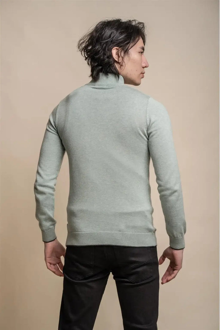 Cavani Men’s Kyle Almond Green Half-Zip Knitwear - Shirts