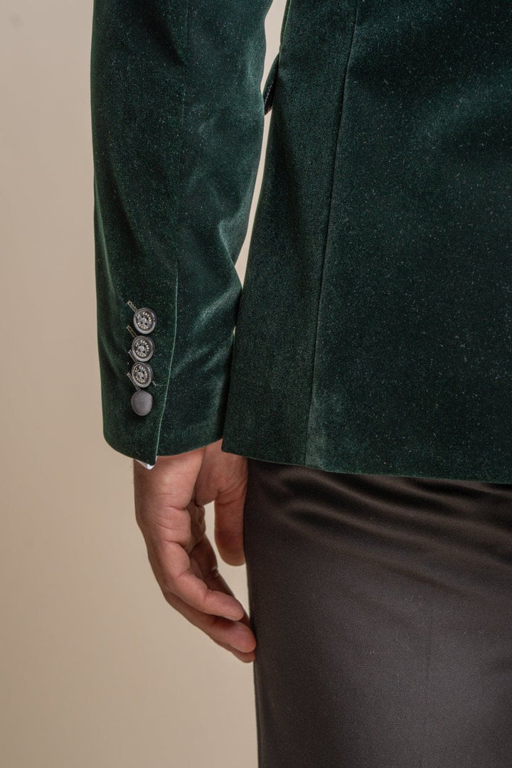 Cavani Rosa Forest Green Slim Fit Velvet Style Jacket - Jackets