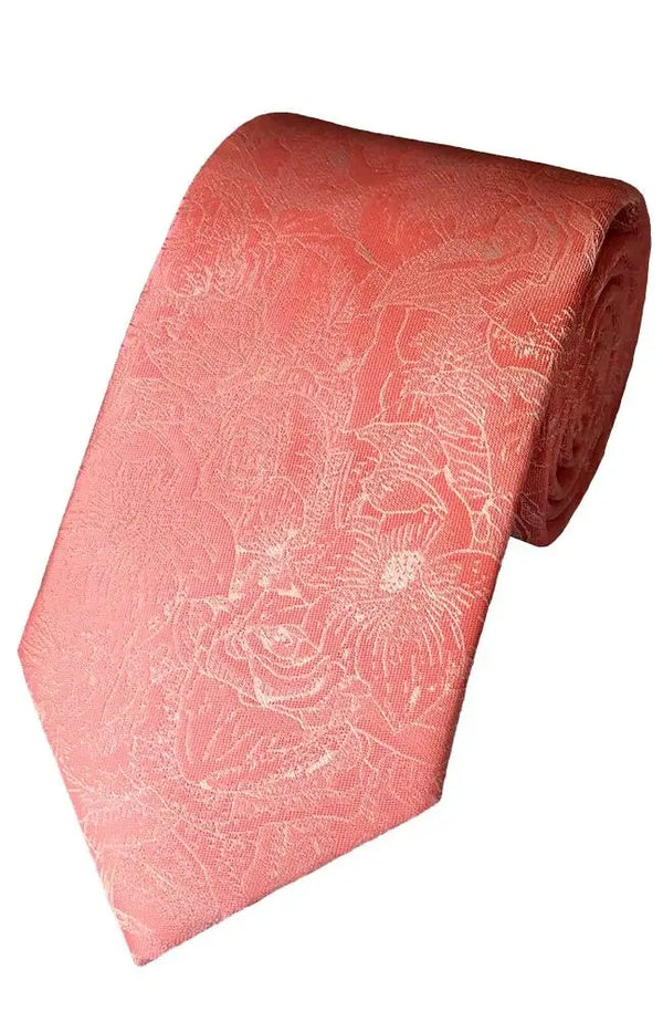 L A Smith Coral Floral Polyester Tie - Accessories