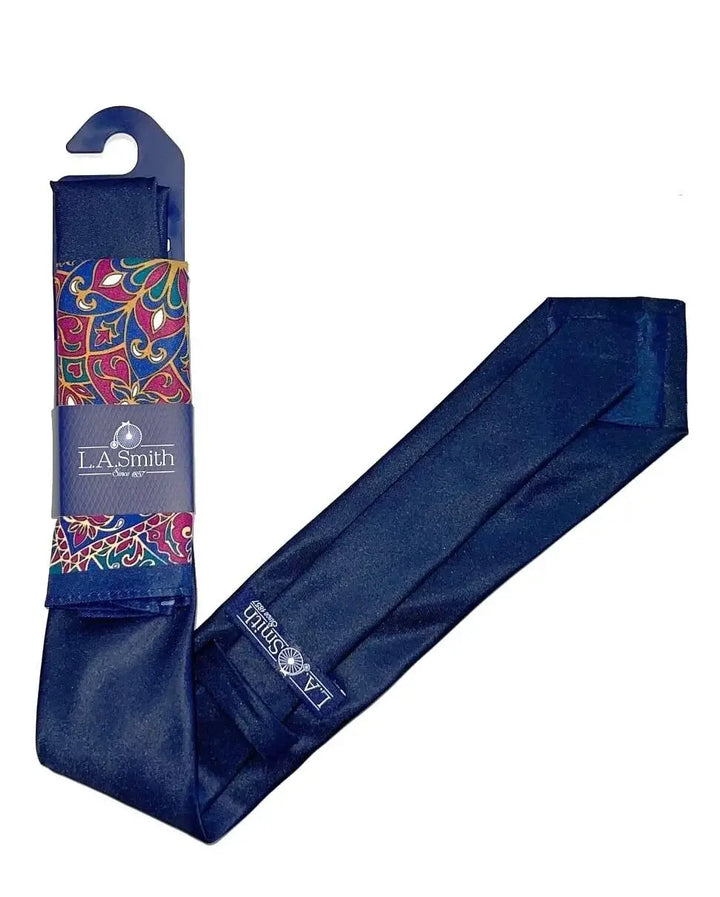 L A Smith Navy Poly Tie And Paisley Hank Set - Accessories