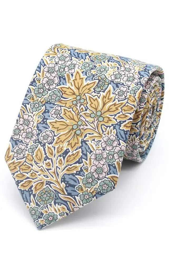 LA Smith Aubrey Forest Ties And Hanks Made with Liberty Fabric - Blue / Tie - Accessories