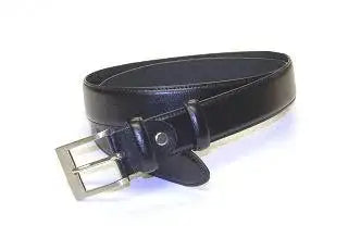 LA Smith Black Plain Leather Belt - Medium - Accessories