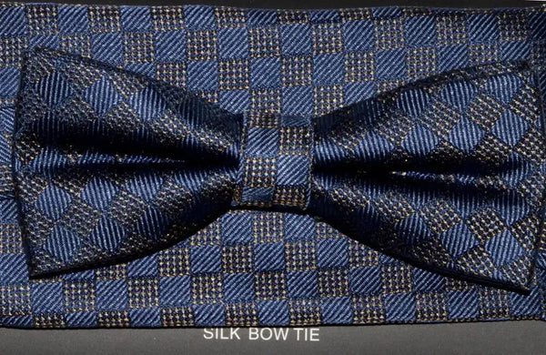 LA Smith Blue Silk Slim Bow Tie And Hank Set - Accessories