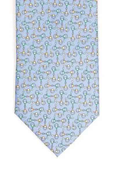 LA Smith Country And Hobby Equestrian Print Silk Ties - Blue Accessories