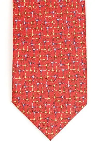 LA Smith Country And Hobby Equestrian Print Silk Ties - Red Accessories