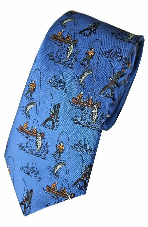 LA Smith Country And Hobby Fishing Silk Ties - Blue Accessories