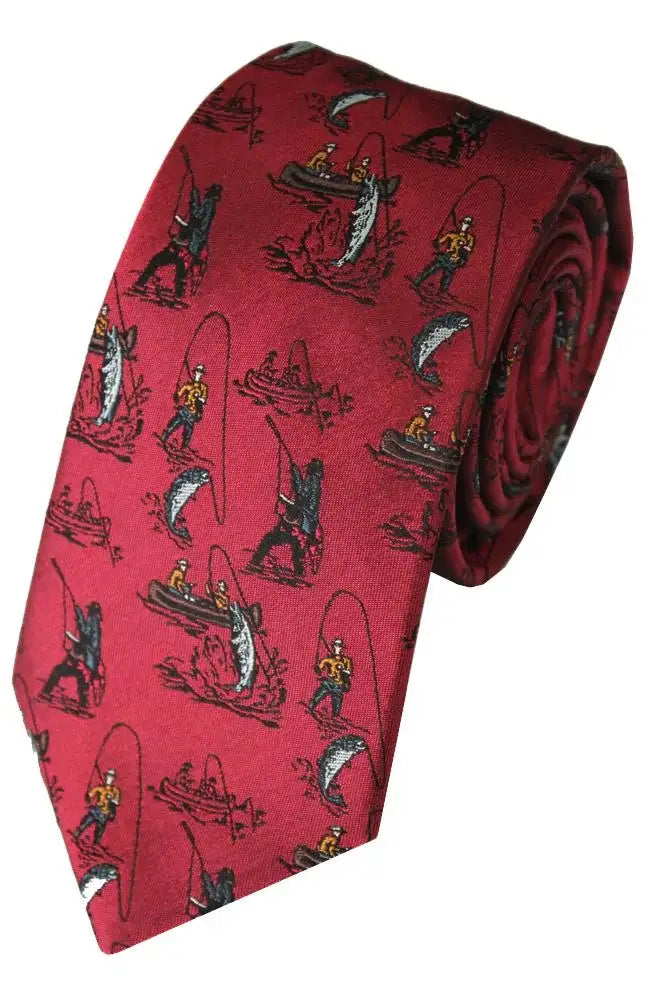 LA Smith Country And Hobby Fishing Silk Ties - Red Accessories