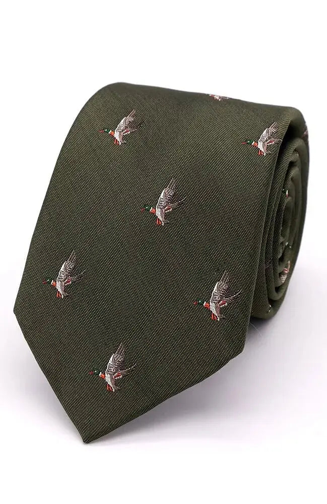 LA Smith Country And Hobby Flying Duck Silk Ties - Green Accessories