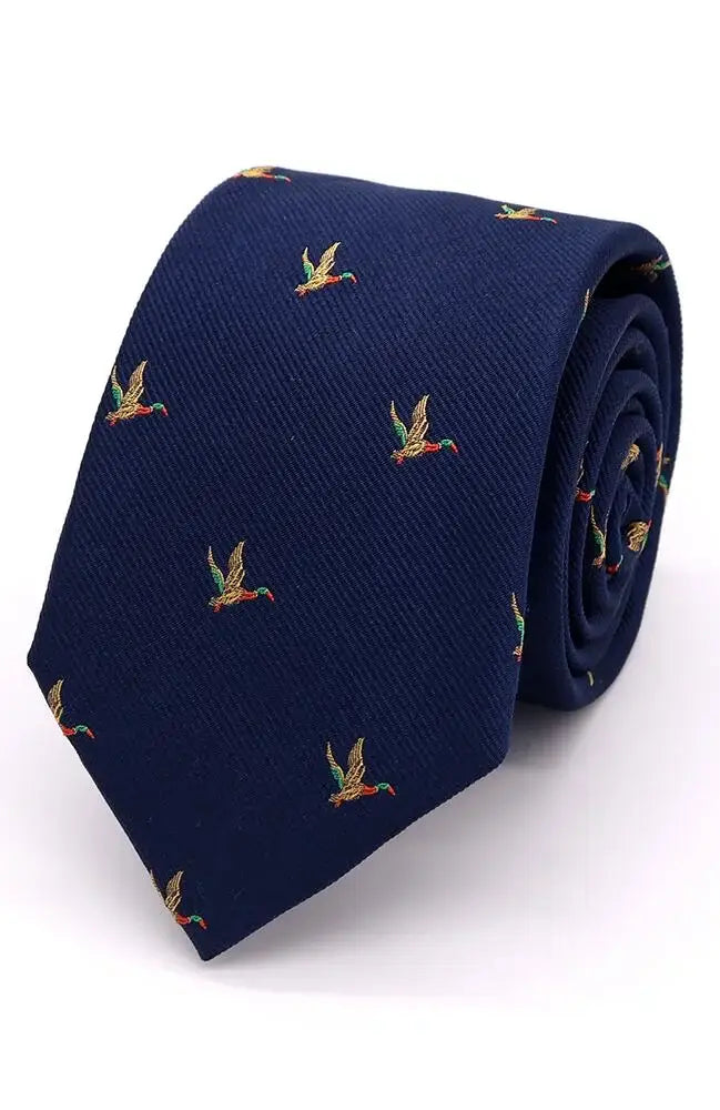 LA Smith Country And Hobby Flying Duck Silk Ties - Navy Accessories