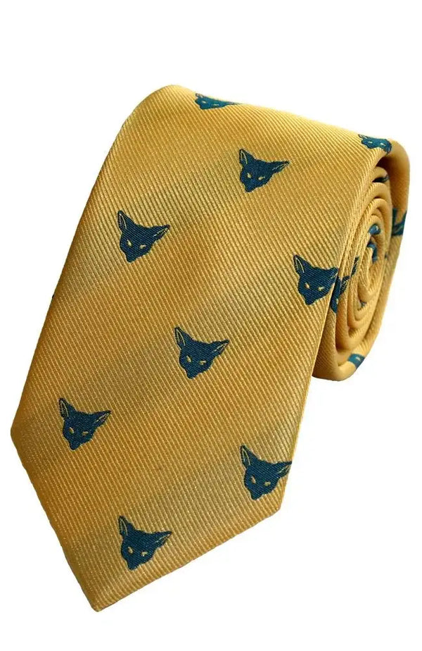 LA Smith Country And Hobby Fox Silk Ties - Yellow Accessories