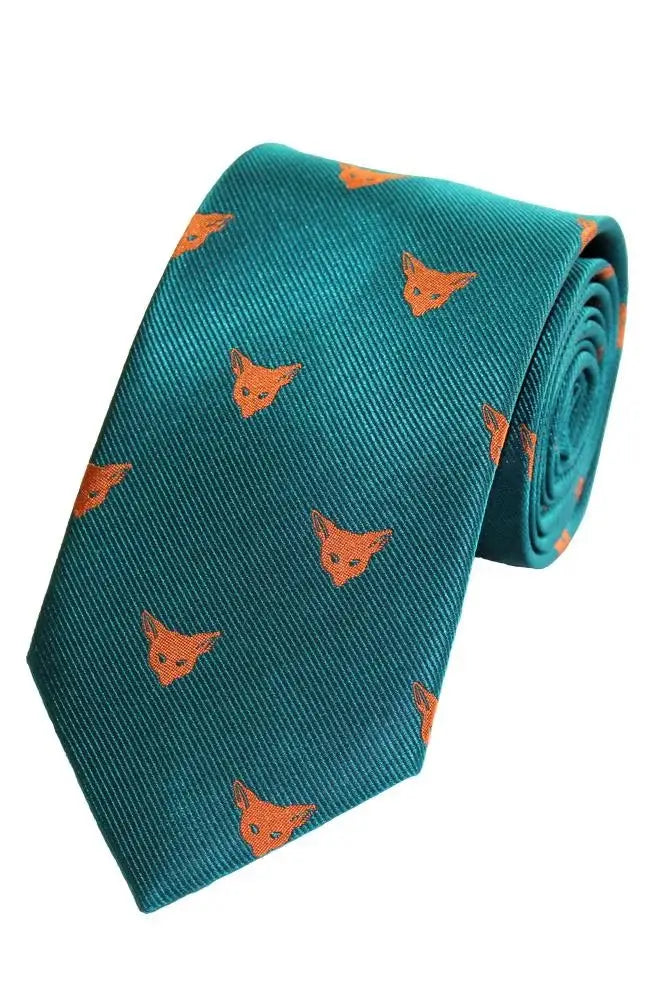 LA Smith Country And Hobby Fox Silk Ties - Green Accessories