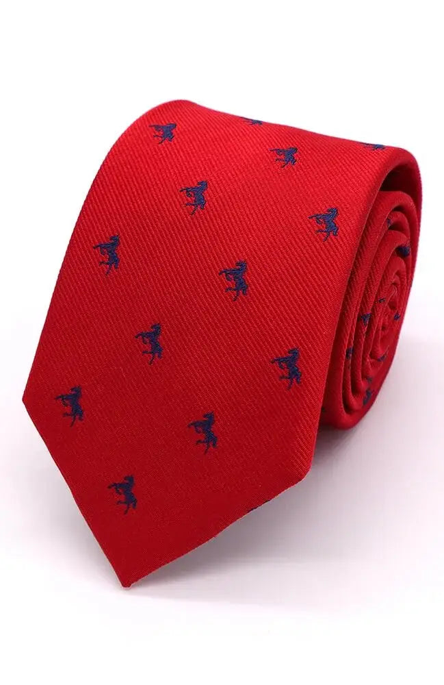 LA Smith Country And Hobby Horse Silk Ties - Navy On Red Accessories