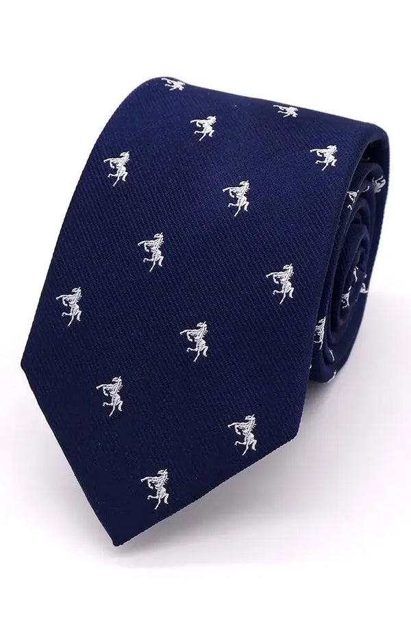 LA Smith Country And Hobby Horse Silk Ties - Silver On Navy Accessories
