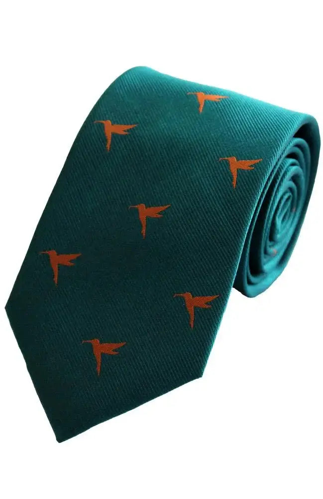LA Smith Country And Hobby Hummingbird Silk Ties - Green Accessories