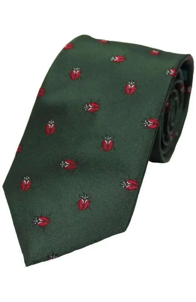 LA Smith Country And Hobby Ladybird Silk Ties - Green Accessories