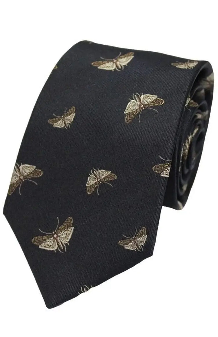 LA Smith Country And Hobby Moth Silk Ties - Navy Accessories