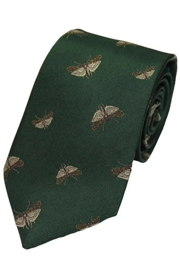 LA Smith Country And Hobby Moth Silk Ties - Green Accessories