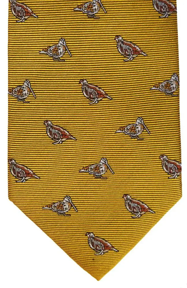 LA Smith Country And Hobby Snipe Grouse Silk Ties - Yellow Accessories
