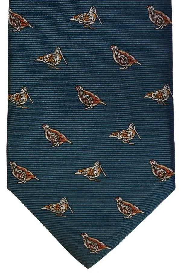 LA Smith Country And Hobby Snipe Grouse Silk Ties - Teal Accessories