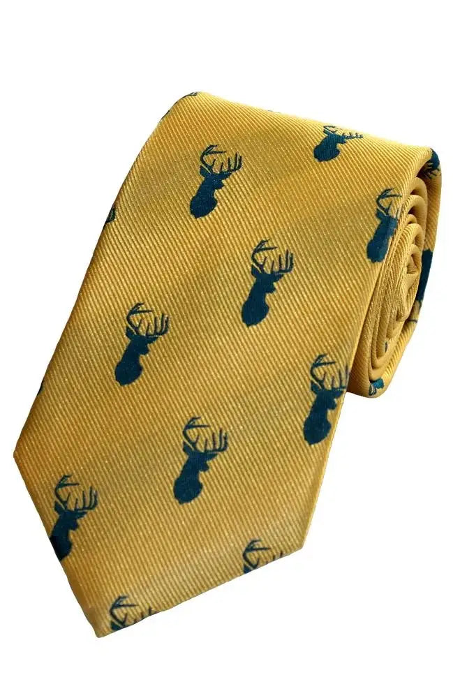 LA Smith Country And Hobby Stag Silk Ties - Yellow Accessories