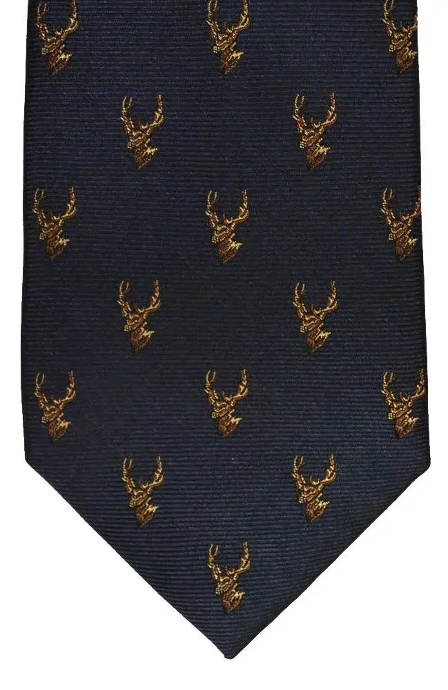 LA Smith Country And Hobby Stag Silk Ties - Blue Accessories