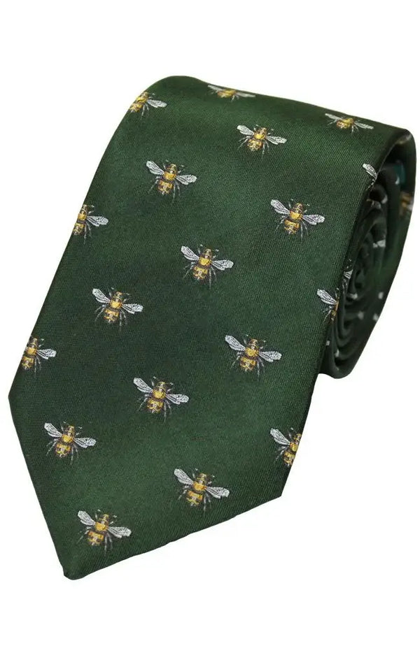 LA Smith Country Bees Silk Ties - Green Accessories