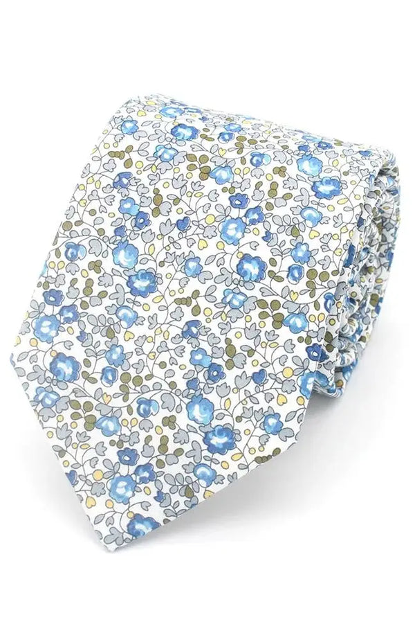 LA Smith Eloise Blue Floral Men’s Liberty Fabric Tie - Accessories