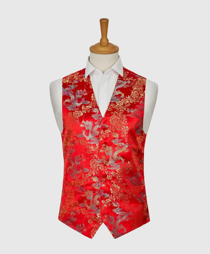 LA Smith Fancy Evening Tuxedo Waistcoat - Red / S - Suit & Tailoring