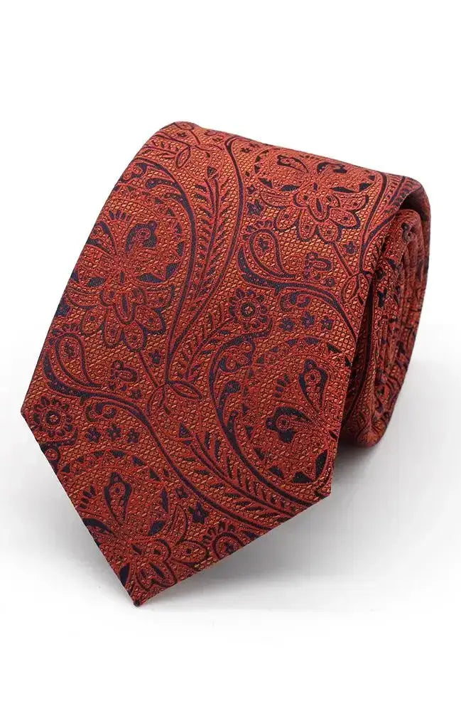 LA Smith | L A Smith Burnt Orange Structured Floral Tie And Hank Set ...
