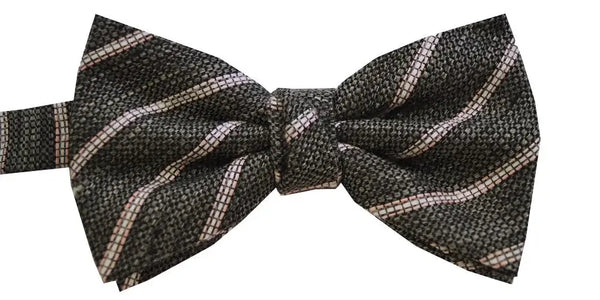 L A Smith Grey Stripe Warm Handle Bow Tie - Accessories