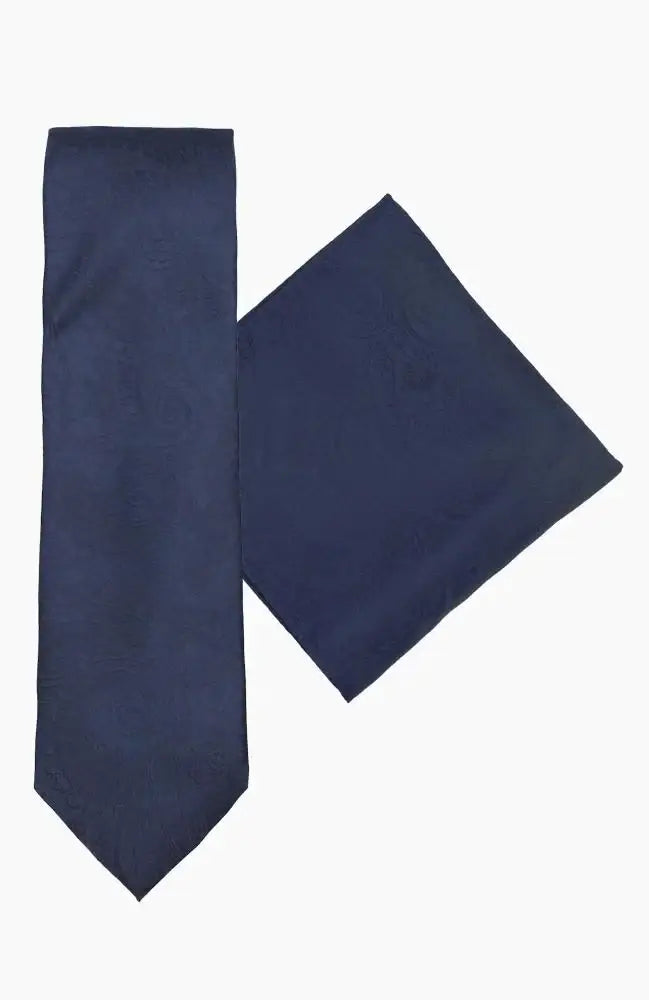 L A Smith Paisley Tie And Hank Set - Navy - tie
